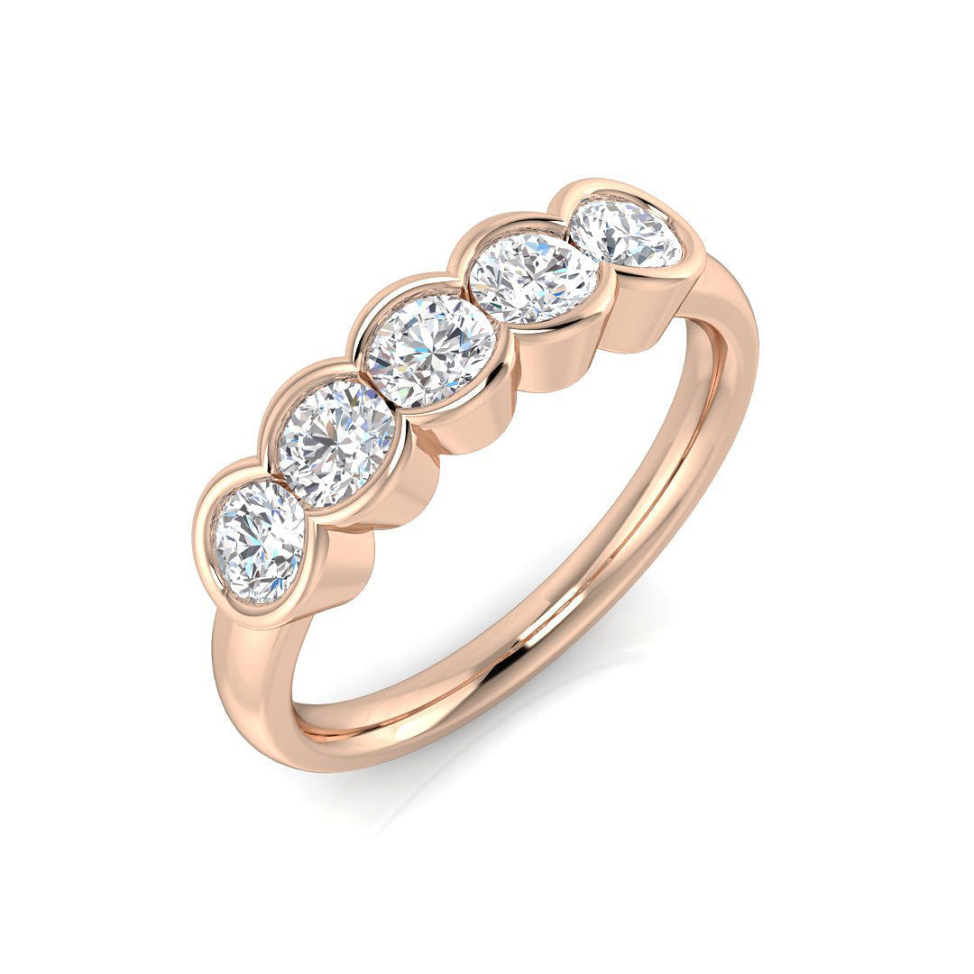 Five-Stone Diamond Ring in 10K/14K gold and platinum with certified lab-grown or natural diamonds