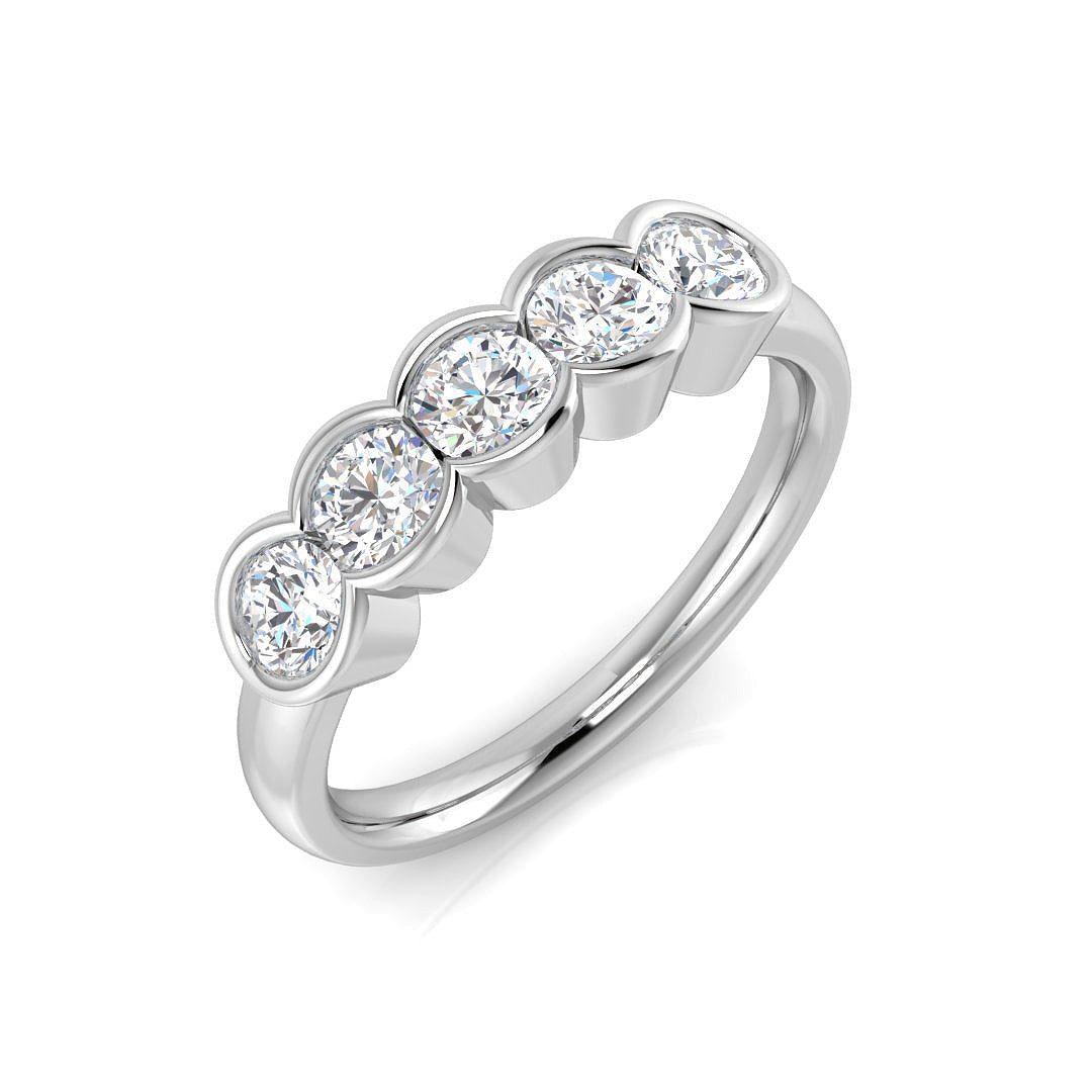 Five-Stone Diamond Ring in 10K/14K gold and platinum with certified lab-grown or natural diamonds