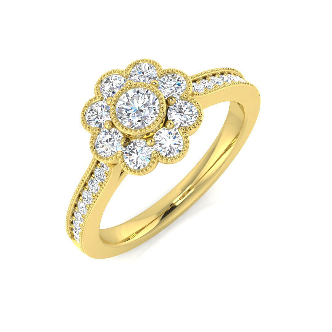 Lab-Grown Round Cut Diamond Cluster Ring In Gold & in 10K/14K gold and platinum with certified lab-grown or natural diamonds