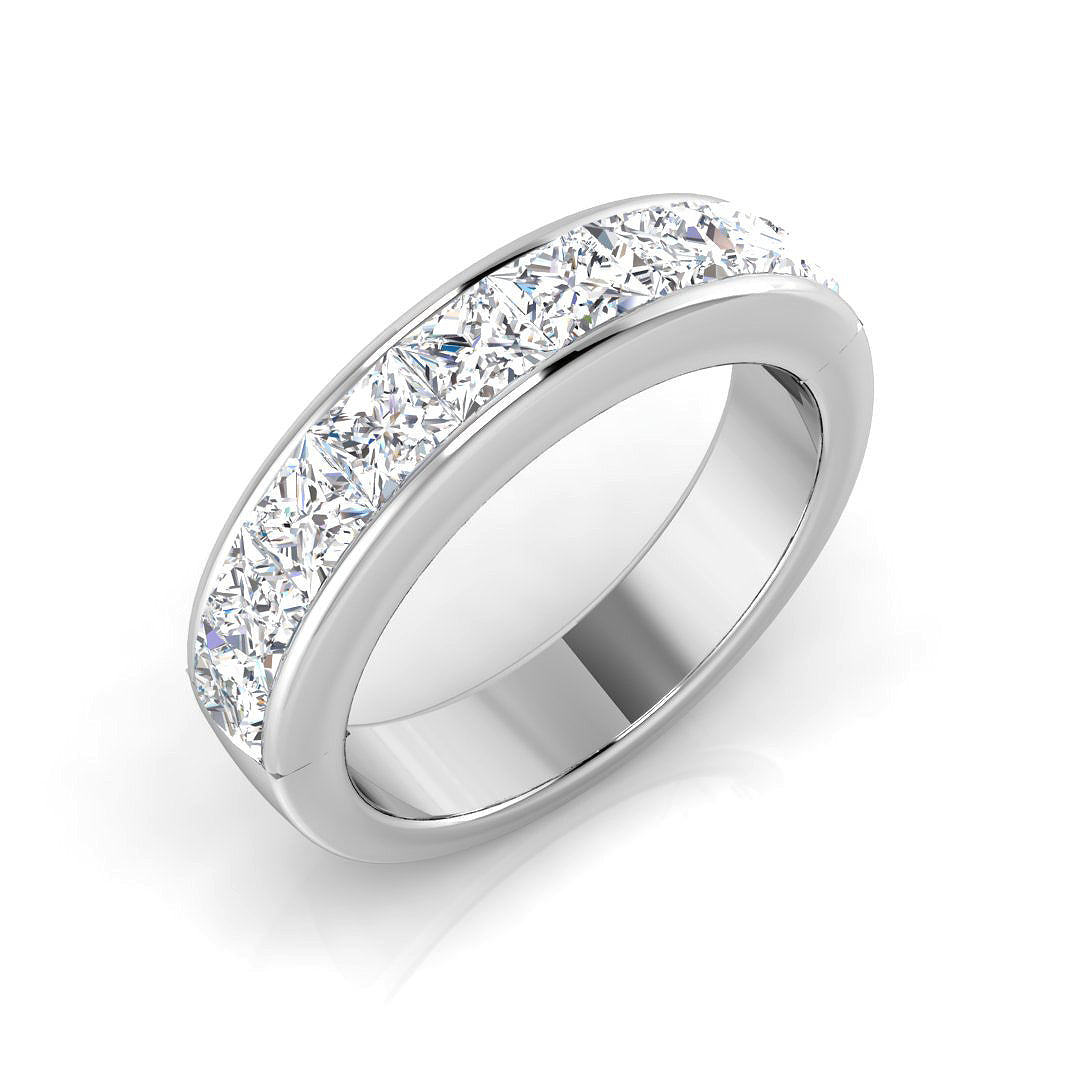 Diamond Princess Half Eternity Ring in 10K/14K gold and platinum with certified lab-grown or natural diamonds