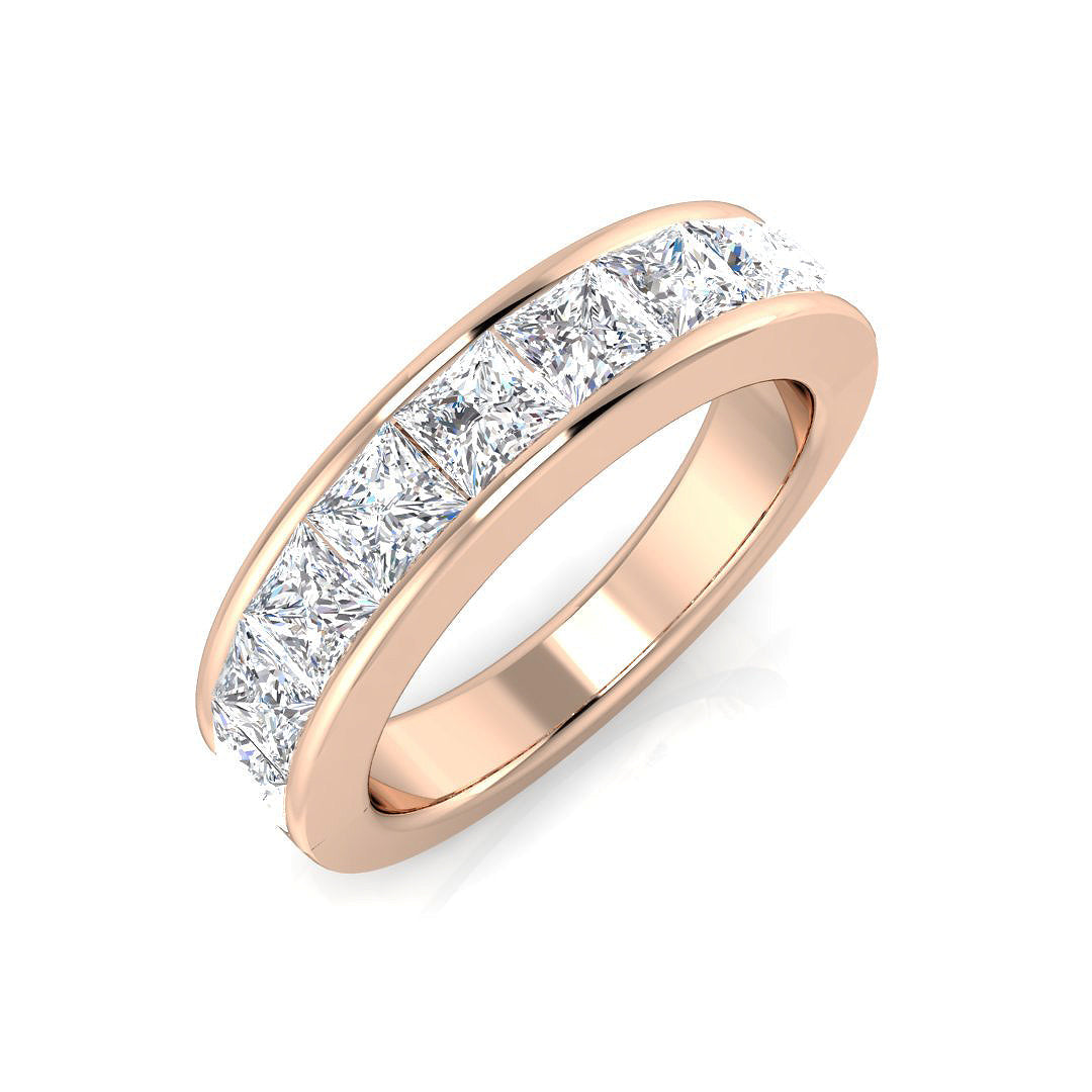Diamond Half Eternity Ring in 10K/14K gold and platinum with certified lab-grown or natural diamonds