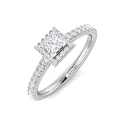 Diamond Princess Cut Halo Ring in 10K/14K gold and platinum with certified lab-grown or natural diamonds