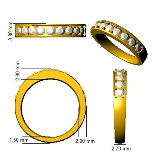 Diamond Half Eternity Ring in 10K/14K gold and platinum with certified lab-grown or natural diamonds
