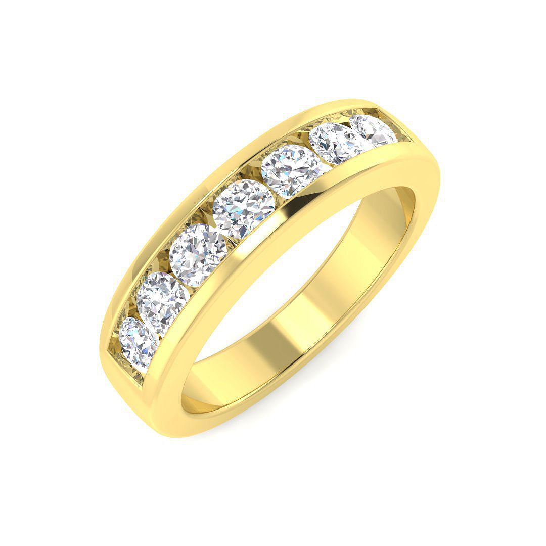 7 Stone Channel Set Diamond Ring in 10K/14K gold and platinum with certified lab-grown or natural diamonds