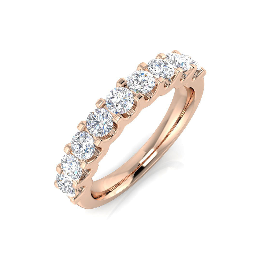 Round Cut Diamond Half Eternity Ring in 10K/14K gold and platinum with certified lab-grown or natural diamonds
