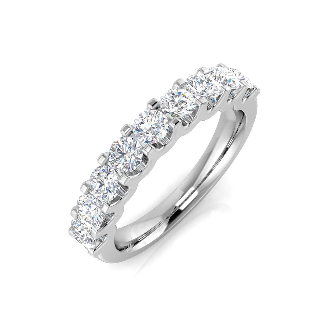 Round Cut Diamond Half Eternity Ring in 10K/14K gold and platinum with certified lab-grown or natural diamonds