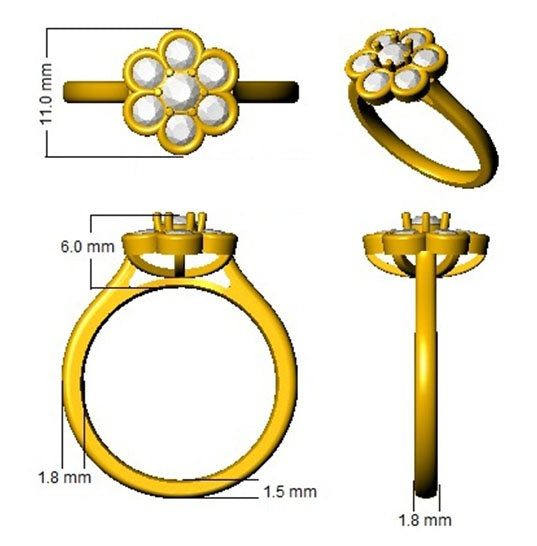 Natural Round Cut Diamond 7 Stone Engagement Ring in 10K/14K gold and platinum with certified lab-grown or natural diamonds