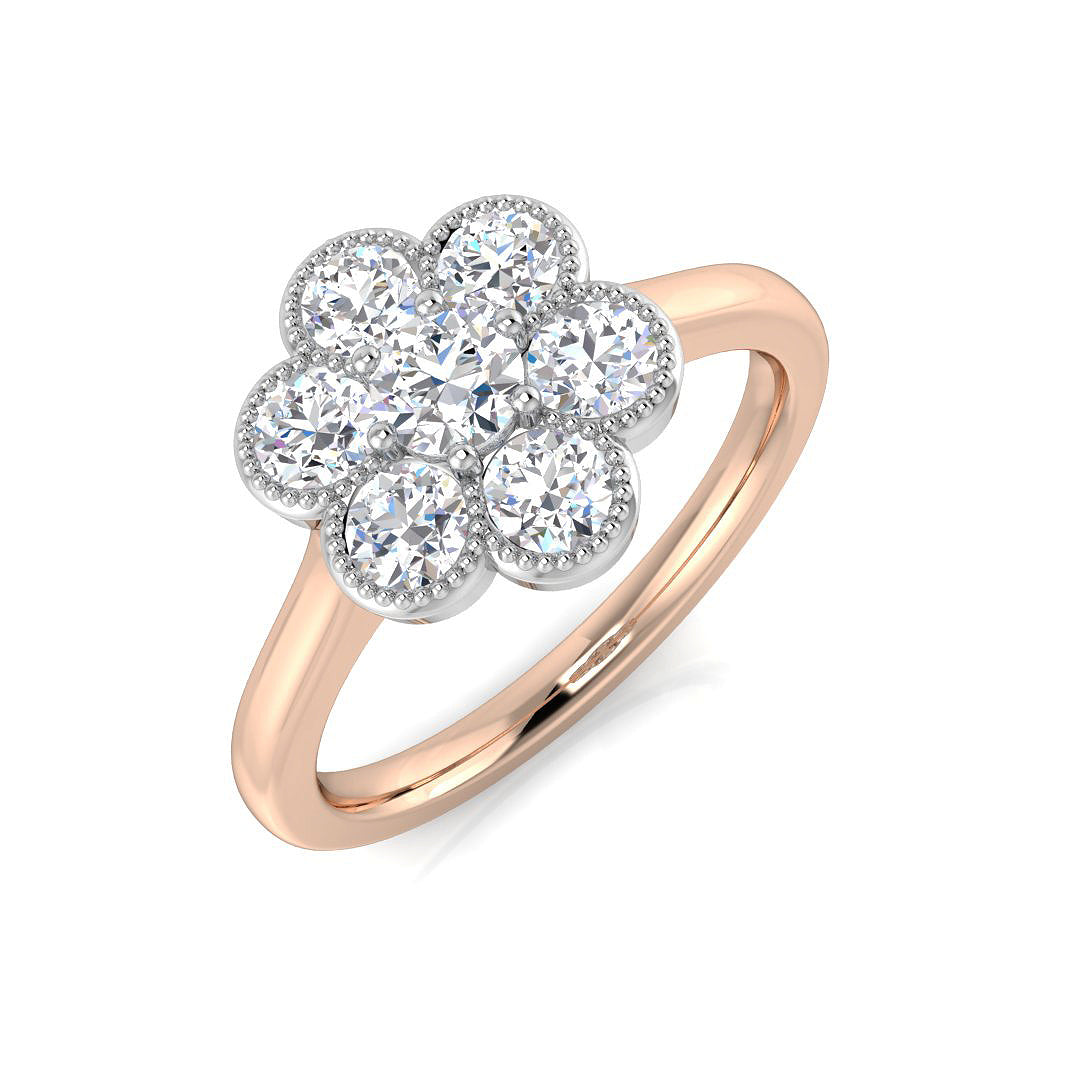 Natural Round Cut Diamond 7 Stone Engagement Ring in 10K/14K gold and platinum with certified lab-grown or natural diamonds
