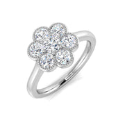 Natural Round Cut Diamond 7 Stone Engagement Ring in 10K/14K gold and platinum with certified lab-grown or natural diamonds