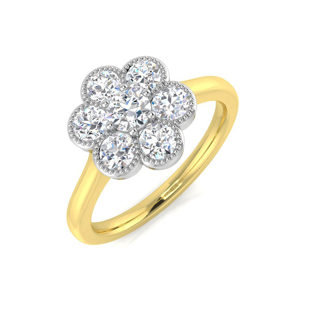 Natural Round Cut Diamond 7 Stone Engagement Ring in 10K/14K gold and platinum with certified lab-grown or natural diamonds