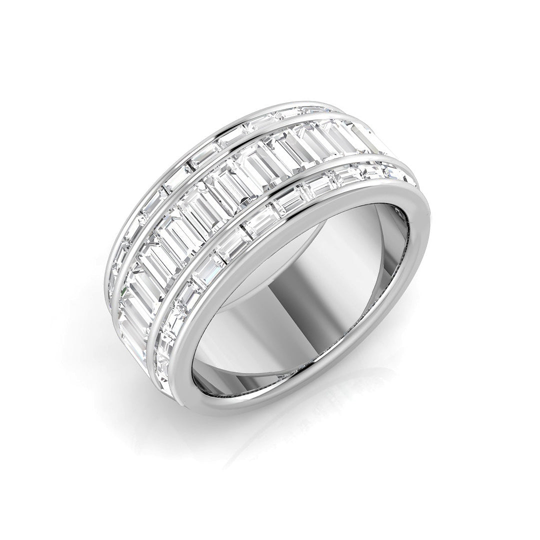 Baguette and Brilliant Cut Diamond Half Eternity Ring in in 10K/14K gold and platinum with certified lab-grown or natural diamonds
