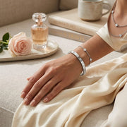 Round Cut Lab Diamond Flush Set Fancy Bangle with Hinged Box Lock in 10K/14K gold and platinum with certified lab-grown or natural diamonds