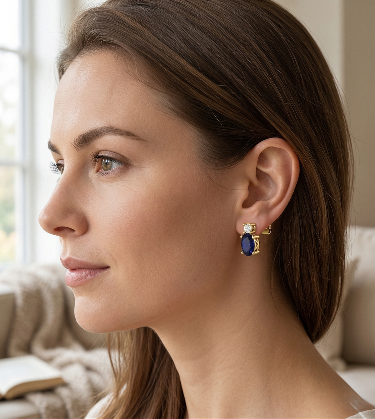 Blue Sapphire Diamond Stud Earrings in 10K/14K gold and platinum with certified lab-grown or natural diamonds