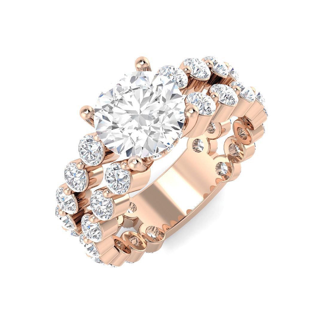 Double-Row Round Diamond Statement Ring in 10K/14K gold and platinum with certified lab-grown or natural diamonds