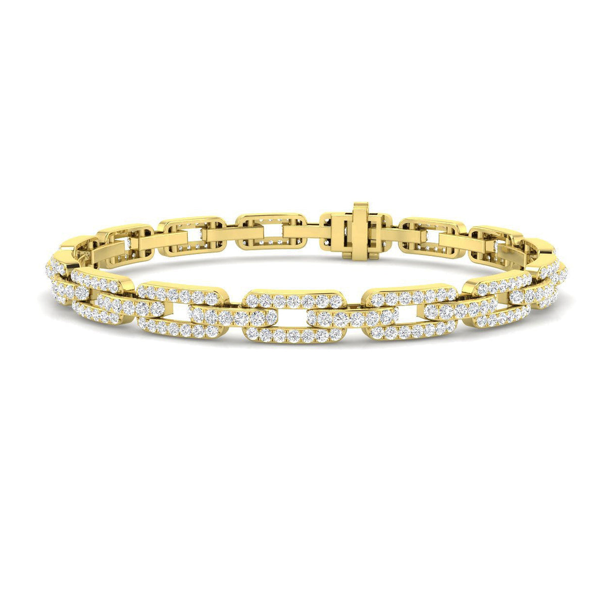 Luxury Natural Round Cut Diamond Paperclip Link Bracelet with Box Clasp in 10K/14K gold and platinum with certified lab-grown or natural diamonds