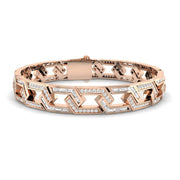 Luxury Art Deco Natural Diamond Link Bracelet with Box Clasp in 10K/14K gold and platinum with certified lab-grown or natural diamonds