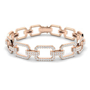 Luxury Round Cut Lab Grown Diamond Paperclip Bracelet with Box Clasp in 10K/14K gold and platinum with certified lab-grown or natural diamonds