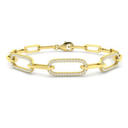 Platinum Natural Diamond Rectangular Link Bracelet with Pave Accents & Lobster Clasp in 10K/14K gold and platinum with certified lab-grown or natural diamonds