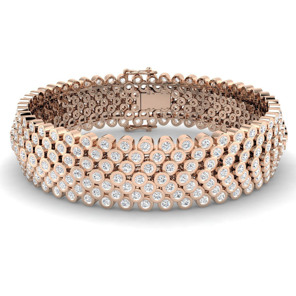 Multi Row Natural Diamond Tennis Bracelet with Box Clasp & Safety Lock in 10K/14K gold and platinum with certified lab-grown or natural diamonds