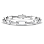 Pave Round Cut Lab Grown Diamond Paperclip Style Bracelet with Box Clasp in 10K/14K gold and platinum with certified lab-grown or natural diamonds