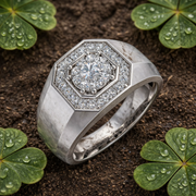Men’s Octagonal Halo Diamond Ring in 10K/14K gold and platinum with certified lab-grown or natural diamonds