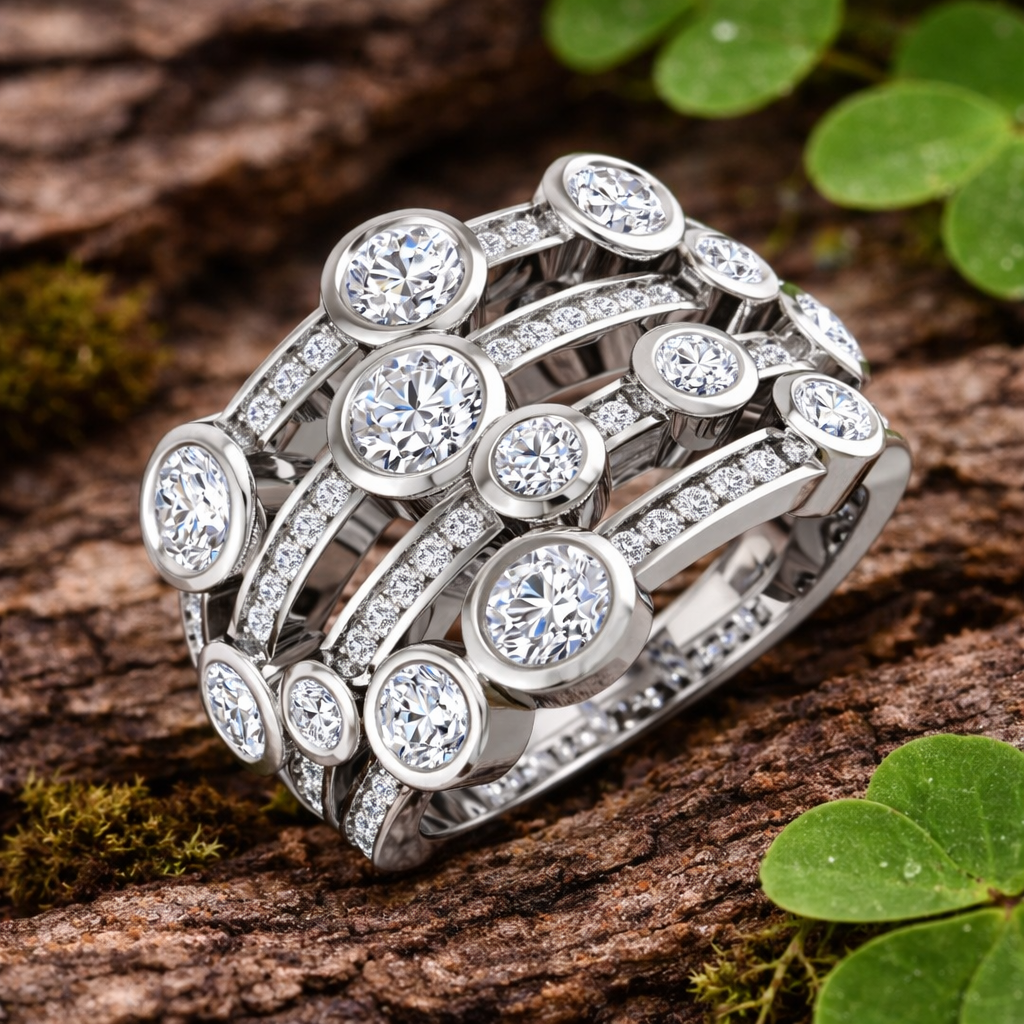 Diamond Bubble Cluster Ring in 10K/14K gold and platinum with certified lab-grown or natural diamonds