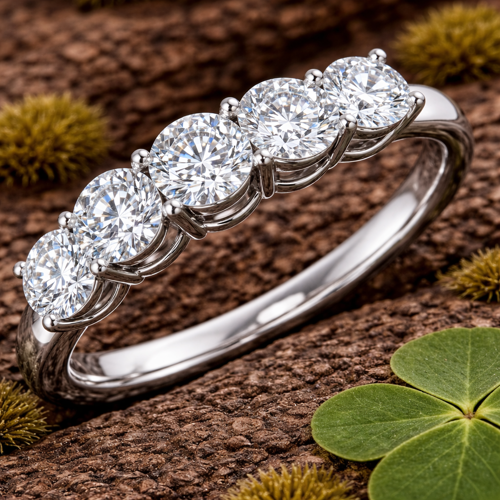 Five-Stone Diamond Eternity Ring in 10K/14K gold and platinum with certified lab-grown or natural diamonds