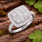 Diamond Square Cluster Ring in 10K/14K gold and platinum with certified lab-grown or natural diamonds