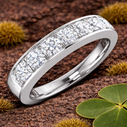 Diamond Half Eternity Ring in 10K/14K gold and platinum with certified lab-grown or natural diamonds
