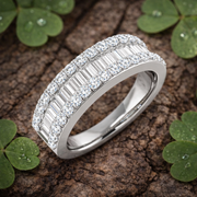 Lab-Grown Diamond Baguette & Round Brilliant Cut Half Eternity Ring in 10K/14K gold and platinum with certified lab-grown or natural diamonds