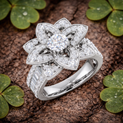 Floral Design Diamond Engagement Ring in 10K/14K gold and platinum with certified lab-grown or natural diamonds