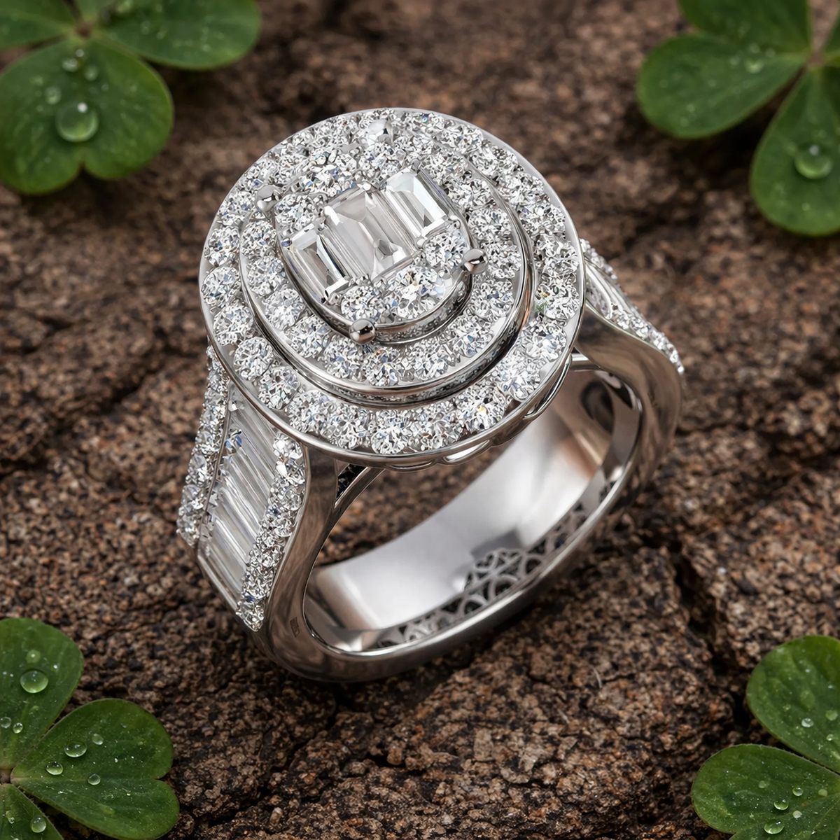 Diamond Halo Ring in 10K/14K gold and platinum with certified lab-grown or natural diamonds