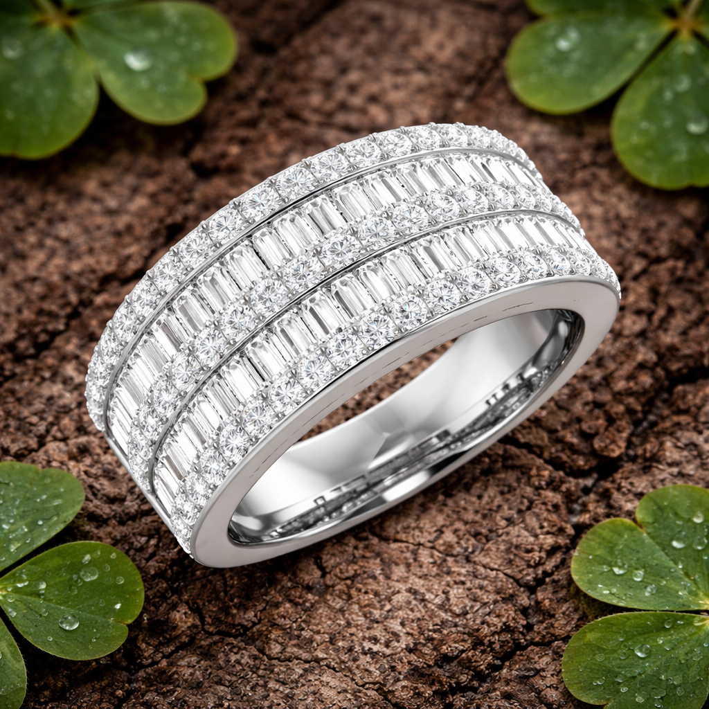 Shop Baguette & Round Cut Diamond Band in 10K/14K gold and platinum with certified lab-grown or natural diamonds