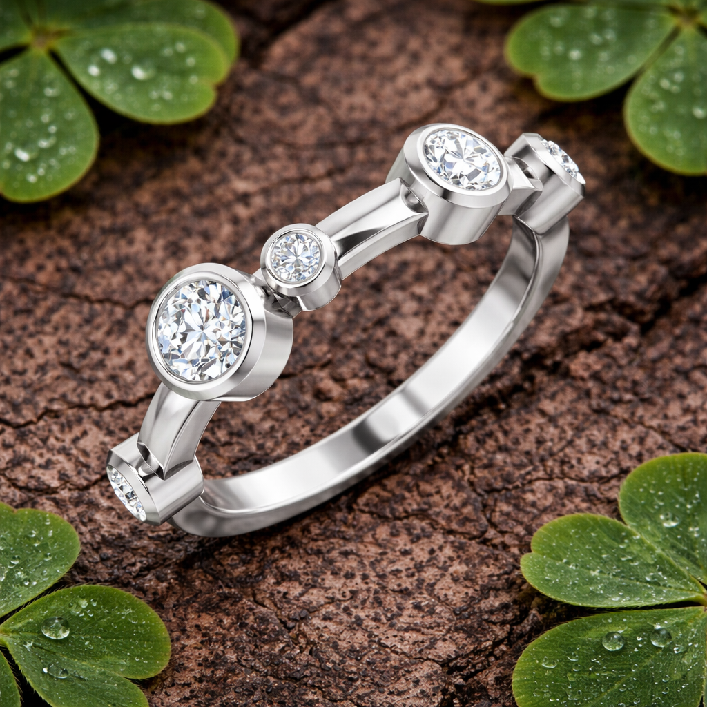 Round Lab Grown Diamond Bubble Ring Platinum UK Hallmarked in 10K/14K gold and platinum with certified lab-grown or natural diamonds
