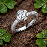 Solitaire Halo Diamond Ring in 10K/14K gold and platinum with certified lab-grown or natural diamonds