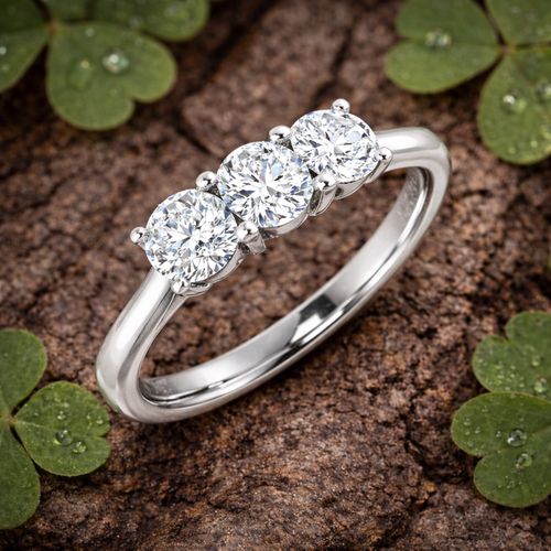 3-Stone Diamond Ring in 10K/14K gold and platinum with certified lab-grown or natural diamonds