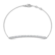 Solid Gold Natural Round Cut Diamond Curved Bar Bracelet for Women in 10K/14K gold and platinum with certified lab-grown or natural diamonds
