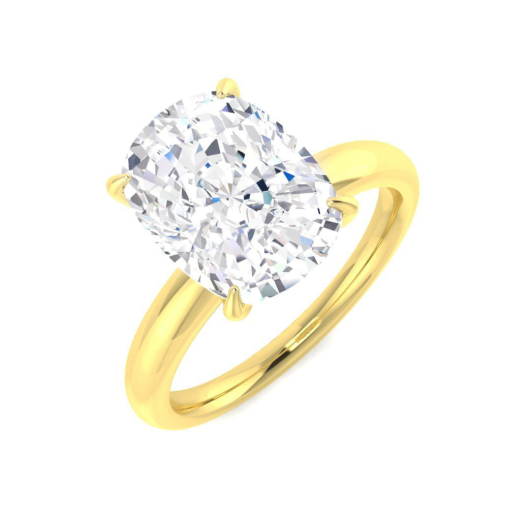 Cushion Cut Diamond Solitaire Engagement Ring in 10K/14K gold and platinum with certified lab-grown or natural diamonds