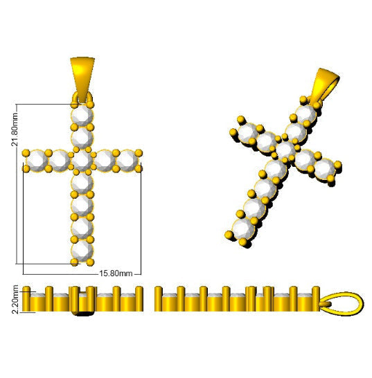 Diamond Cross Pendant in 10K/14K gold and platinum with certified lab-grown or natural diamonds