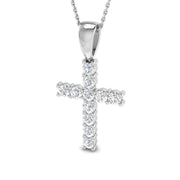 Diamond Cross Pendant in 10K/14K gold and platinum with certified lab-grown or natural diamonds