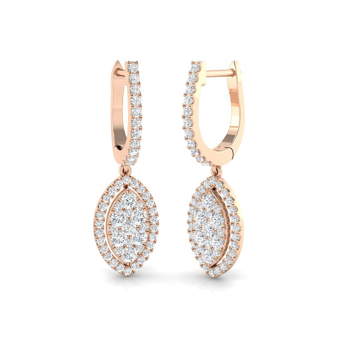 Lupgy Gold Drop & Trilogy Diamond Earrings - 1ct Luxury Jewelry in 10K/14K gold and platinum with certified lab-grown or natural diamonds