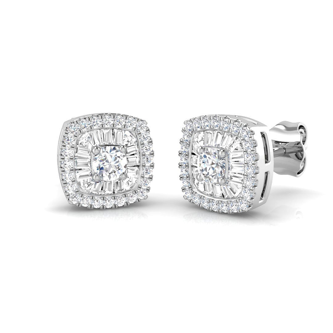 Daisy Diamond Earrings - Baguette & Brilliant Gold Luxury Jewelry 0.5ct in 10K/14K gold and platinum with certified lab-grown or natural diamonds