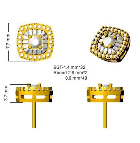Daisy Diamond Earrings - Baguette & Brilliant Gold Luxury Jewelry 0.5ct in 10K/14K gold and platinum with certified lab-grown or natural diamonds
