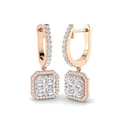 Engxy 1ct Gold Drop & Trilogy Diamond Earrings in 10K/14K gold and platinum with certified lab-grown or natural diamonds