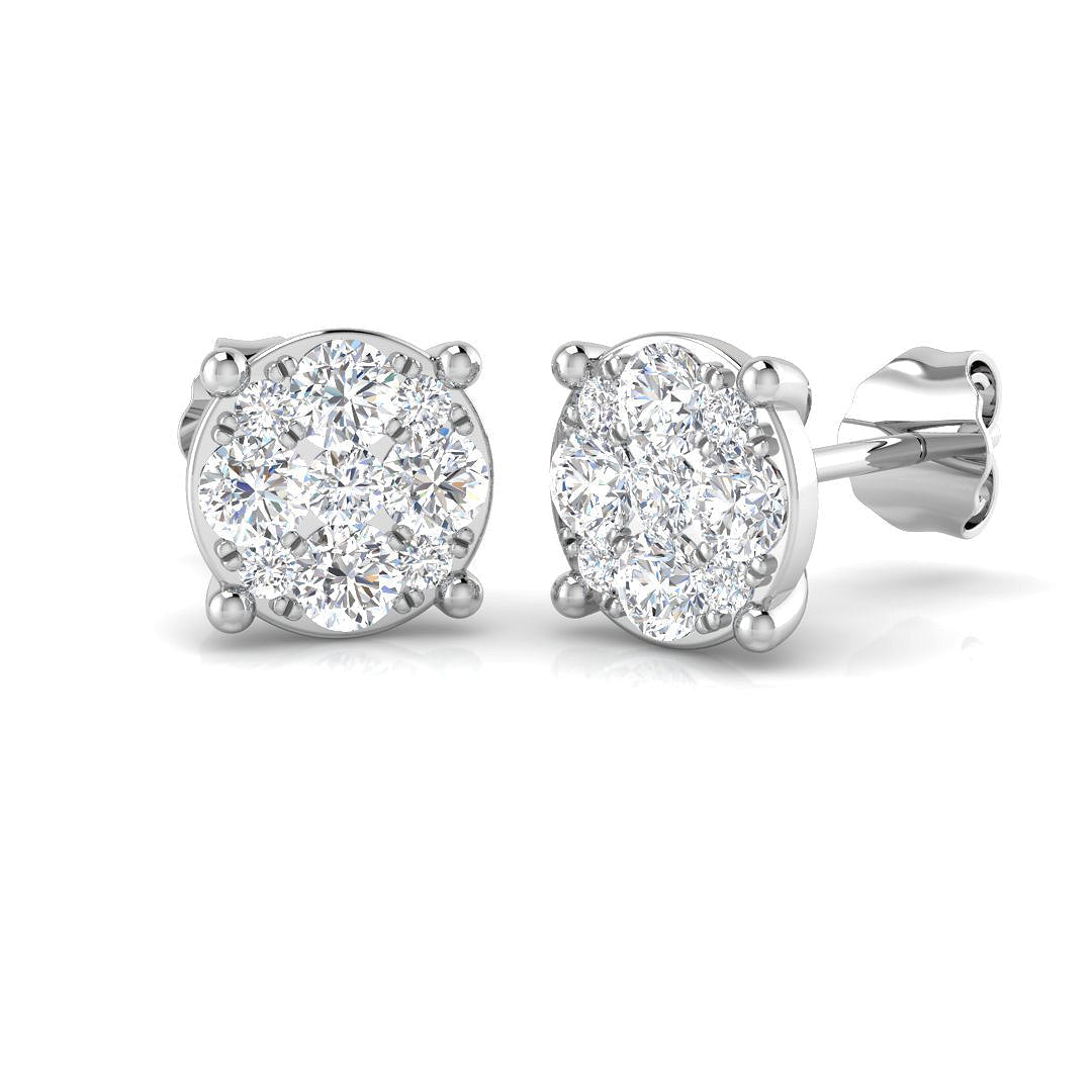 0.5ct Cluster Diamond Stud Earrings in 10K/14K gold and platinum with certified lab-grown or natural diamonds