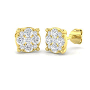 0.5ct Cluster Diamond Stud Earrings in 10K/14K gold and platinum with certified lab-grown or natural diamonds