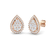 0.5-1.25ct Round Cluster Diamond Stud Earrings in 10K/14K gold and platinum with certified lab-grown or natural diamonds