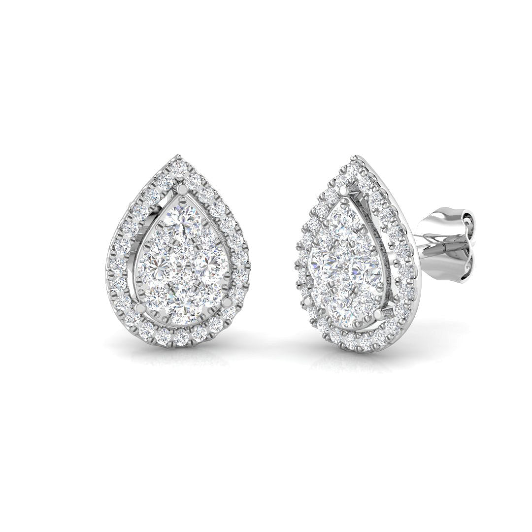 0.5-1.25ct Round Cluster Diamond Stud Earrings in 10K/14K gold and platinum with certified lab-grown or natural diamonds