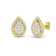 0.5-1.25ct Round Cluster Diamond Stud Earrings in 10K/14K gold and platinum with certified lab-grown or natural diamonds