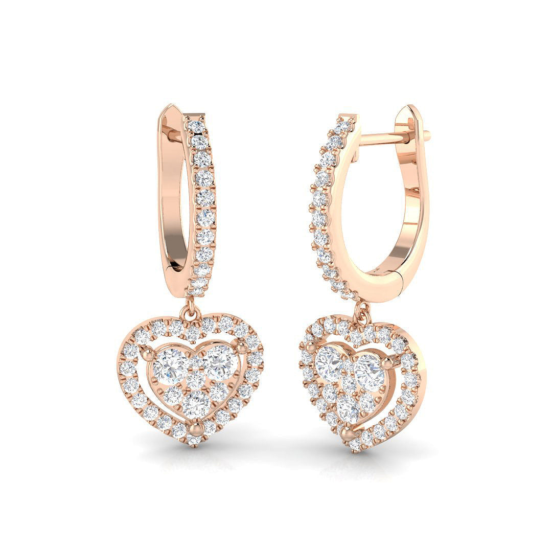 Lurty Luxury Gold Drop & Trilogy Diamond Earrings 0.5ct - 1.25ct in 10K/14K gold and platinum with certified lab-grown or natural diamonds